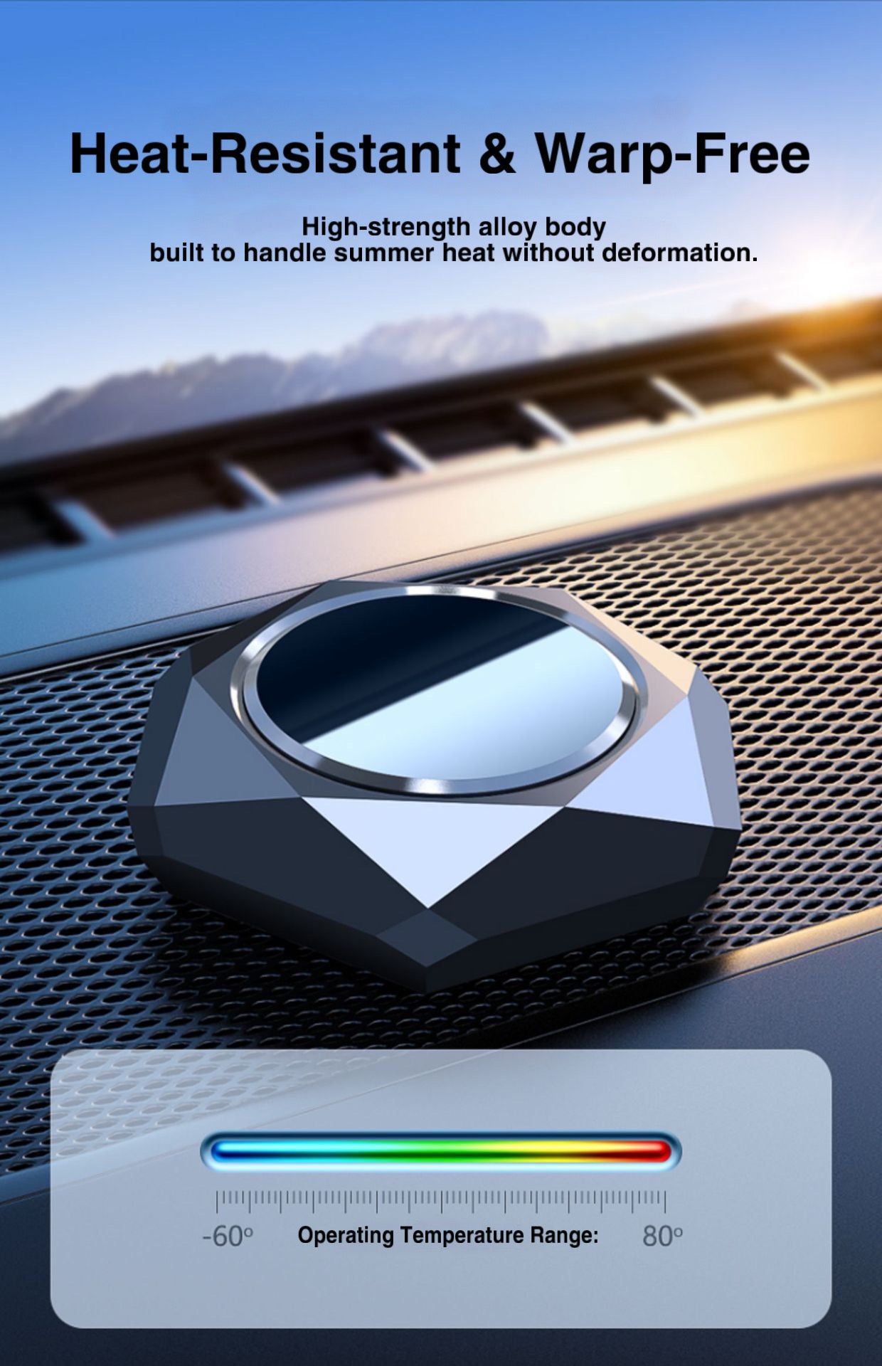 Black Diamond Car Air Freshener – Aromatherapy Diffuser with Essential Oils | Odor Eliminator, High Temp Resistant, Reusable Gel Pad