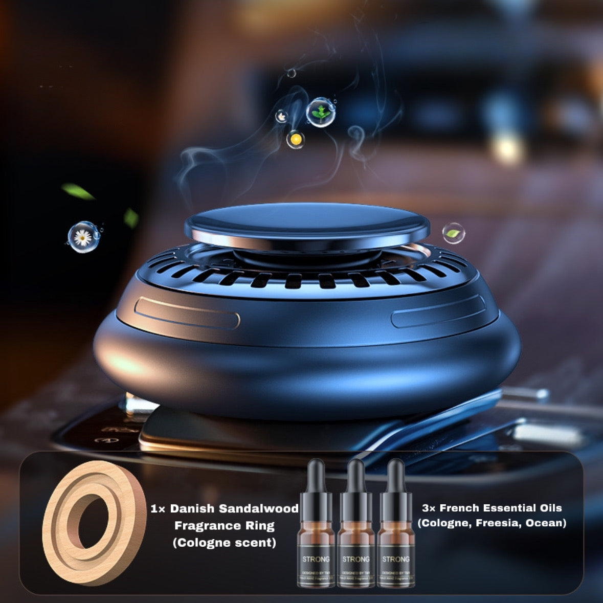 Solar Car Air Purifier & Aromatherapy Diffuser | Sun-Powered Auto Spin | Smart Fragrance Freshener