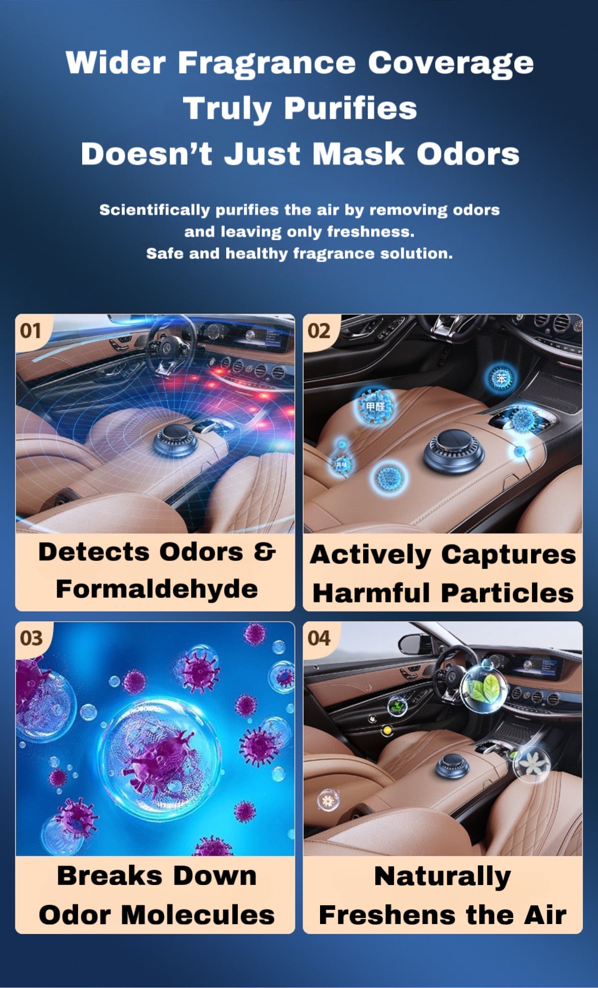 Solar Car Air Purifier & Aromatherapy Diffuser | Sun-Powered Auto Spin | Smart Fragrance Freshener