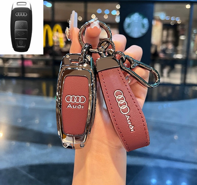 Funda de cuero de lujo para llaves de Audi: protección premium con llavero