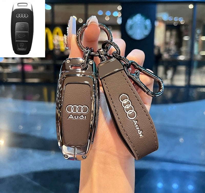 Funda de cuero de lujo para llaves de Audi: protección premium con llavero