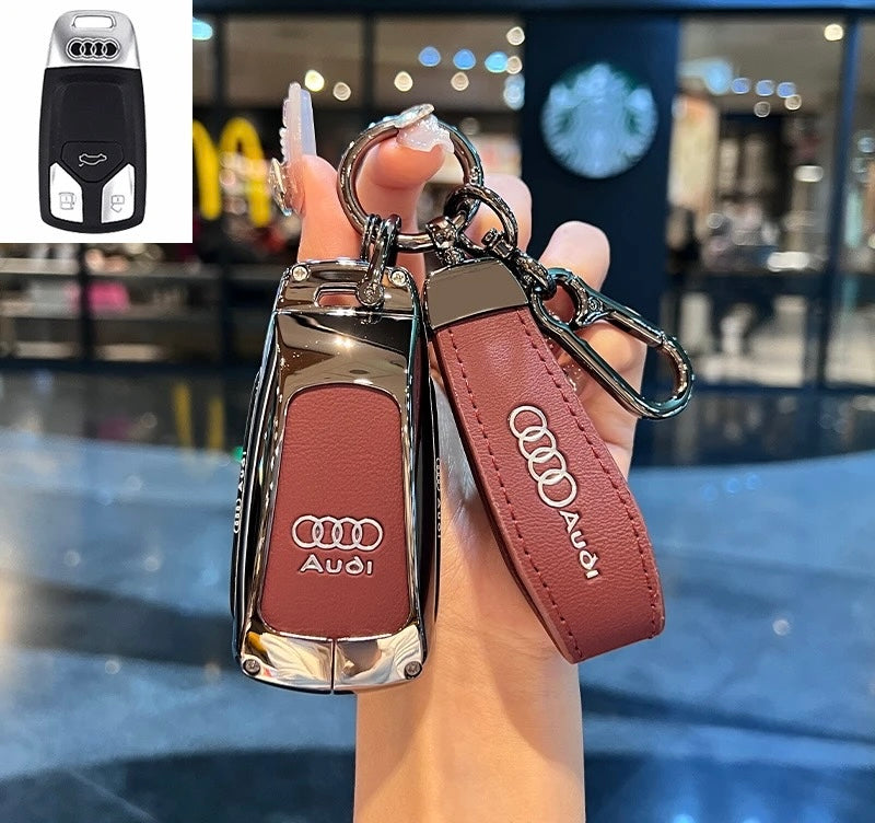 Funda de cuero de lujo para llaves de Audi: protección premium con llavero
