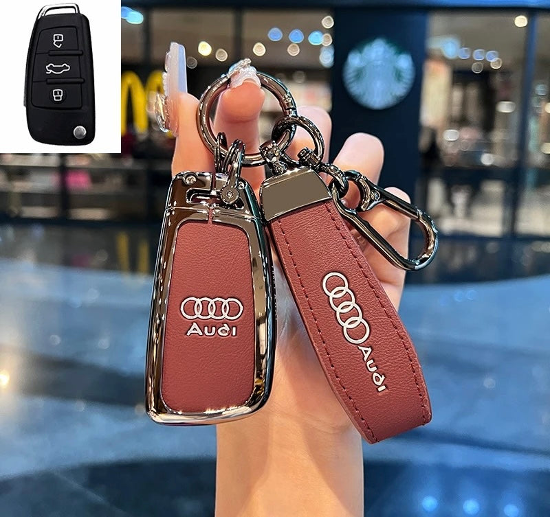 Funda de cuero de lujo para llaves de Audi: protección premium con llavero