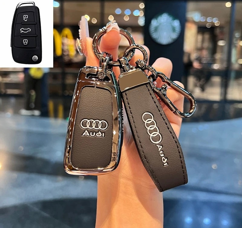 Funda de cuero de lujo para llaves de Audi: protección premium con llavero