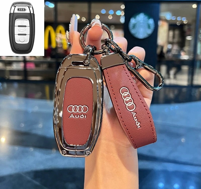 Funda de cuero de lujo para llaves de Audi: protección premium con llavero