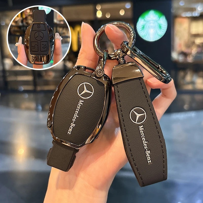 Luxury Leather Key Cover Case fit for Mercedes-Benz – Premium Protection with Keychain