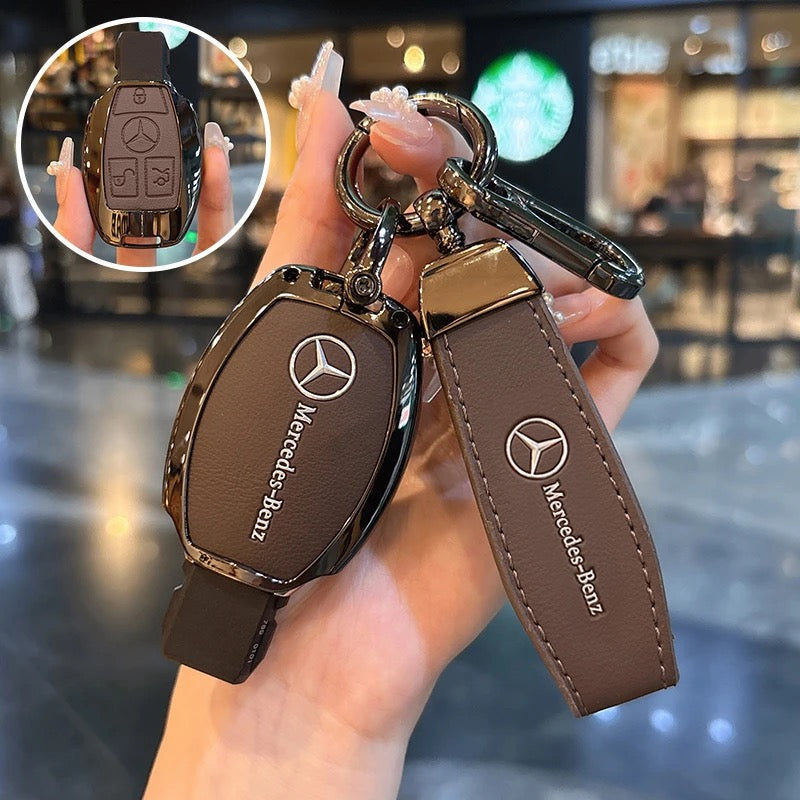 Luxury Leather Key Cover Case fit for Mercedes-Benz – Premium Protection with Keychain