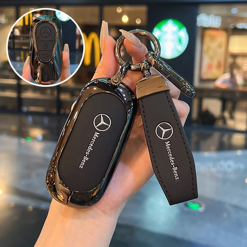 Luxury Leather Key Cover Case fit for Mercedes-Benz – Premium Protection with Keychain