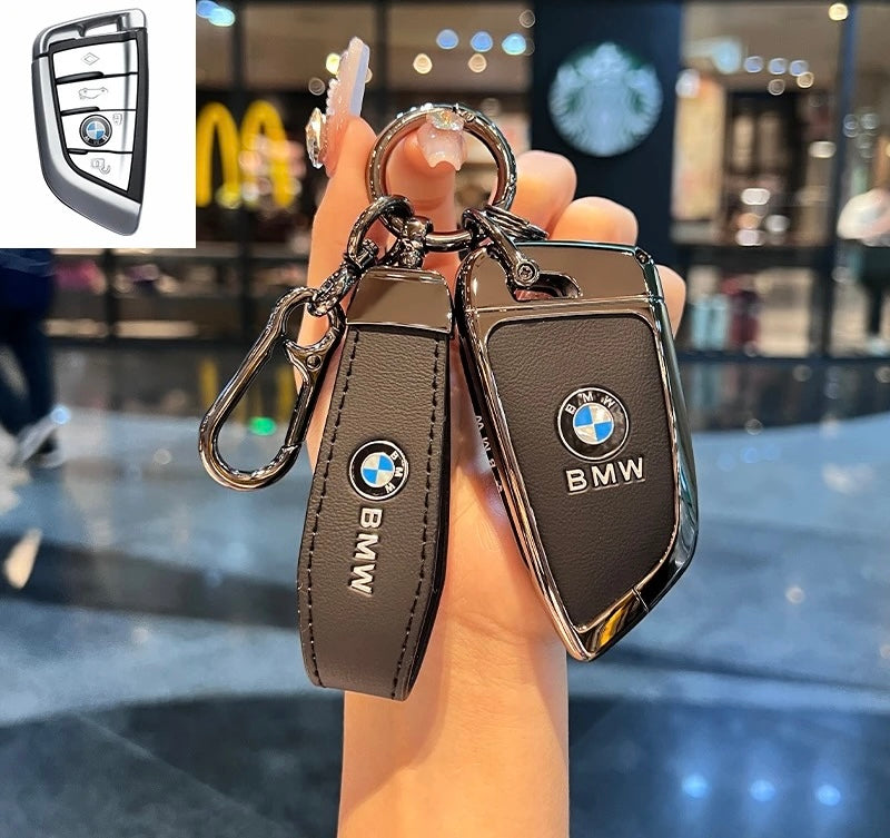 Luxury Leather Key Cover Case fit for BMW – Premium Protection with Keychain