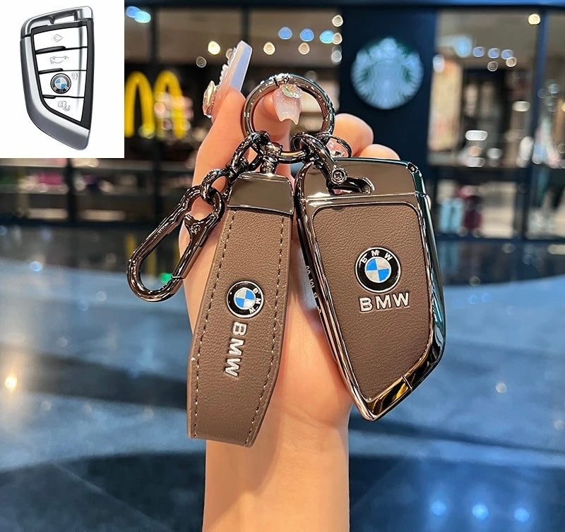 Luxury Leather Key Cover Case fit for BMW – Premium Protection with Keychain