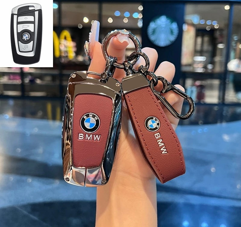 Luxury Leather Key Cover Case fit for BMW – Premium Protection with Keychain