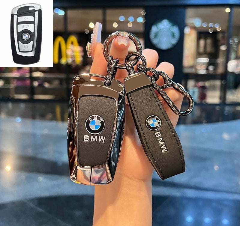 Luxury Leather Key Cover Case fit for BMW – Premium Protection with Keychain