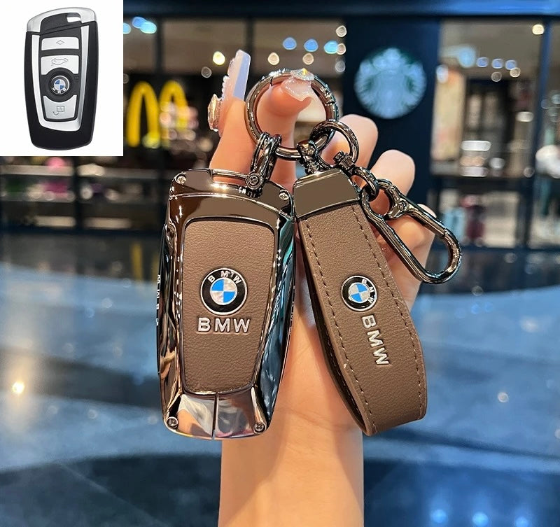 Luxury Leather Key Cover Case fit for BMW – Premium Protection with Keychain
