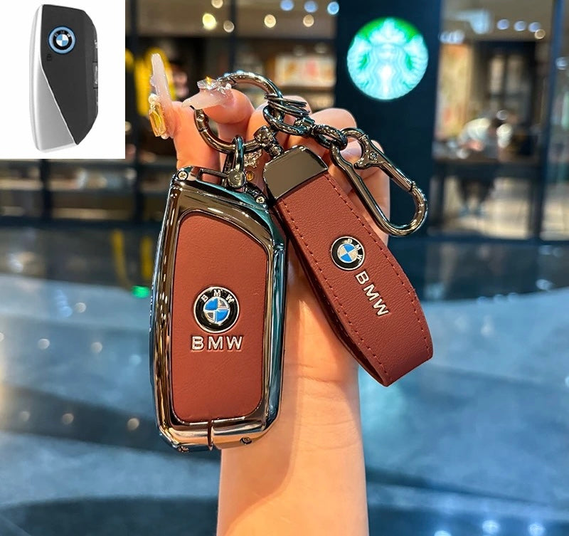 Luxury Leather Key Cover Case fit for BMW – Premium Protection with Keychain