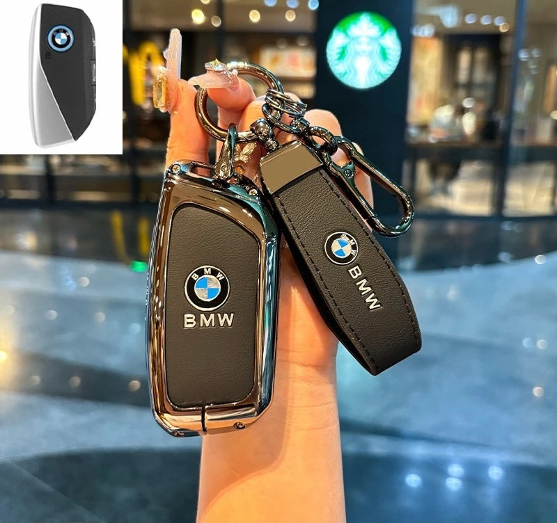 Luxury Leather Key Cover Case fit for BMW – Premium Protection with Keychain