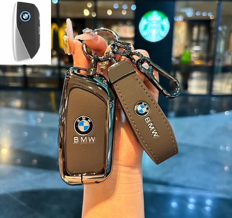 Luxury Leather Key Cover Case fit for BMW – Premium Protection with Keychain