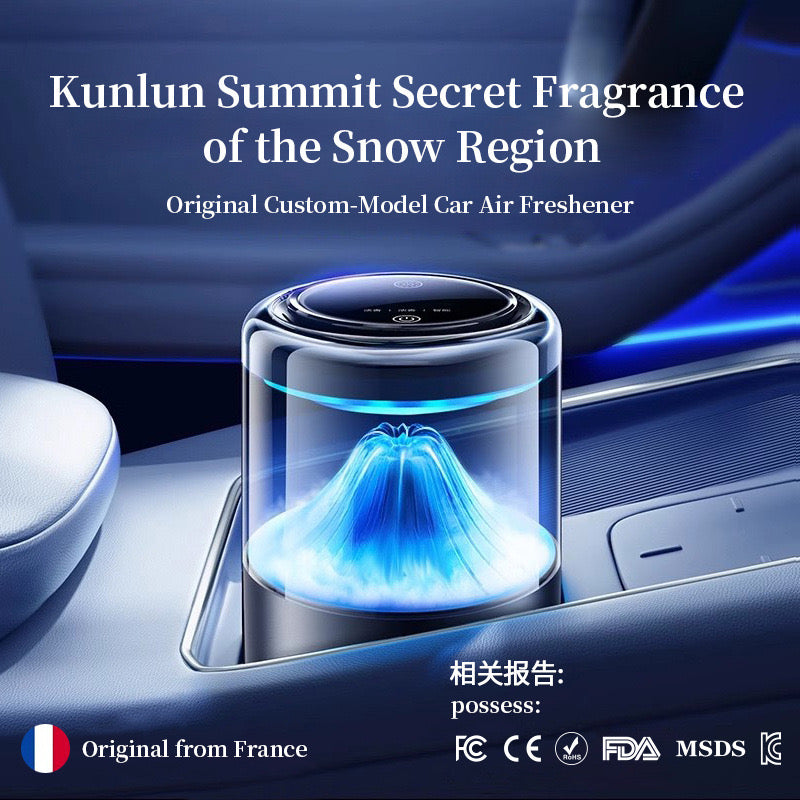 Smart Car Air Freshener with Touch Control – USB Rechargeable Diffuser with 5 Fragrance Refills & LED Ambient Light