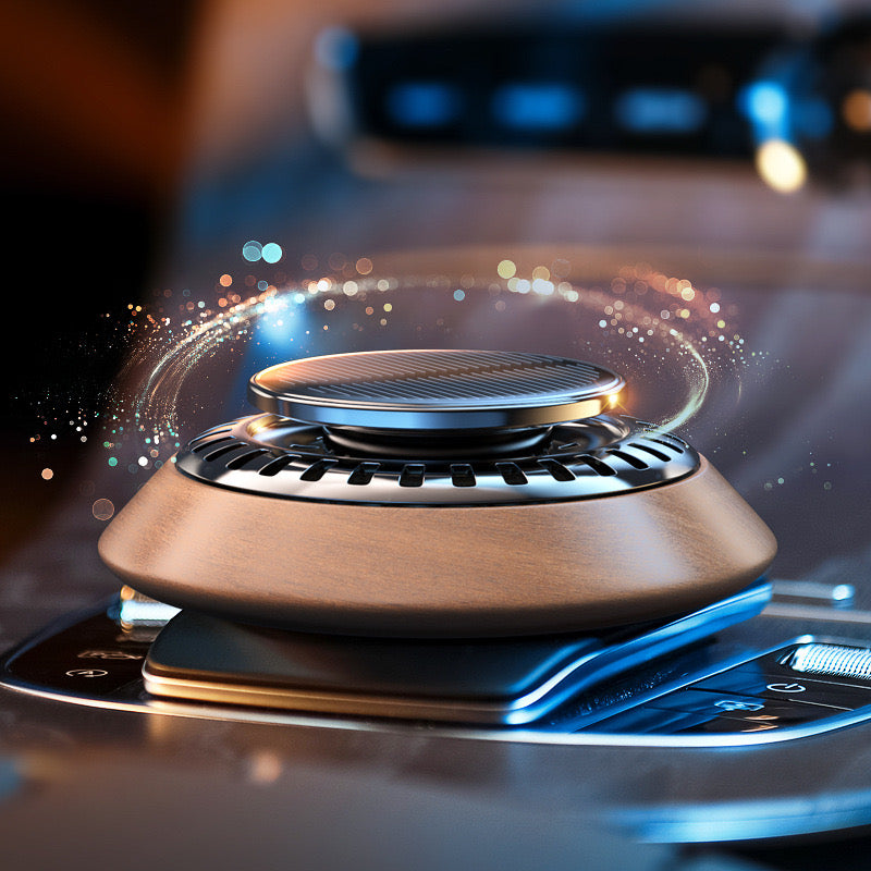 Solar-Powered Car Air Freshener – Black Walnut Aromatherapy Diffuser | Rotating, Odor-Eliminating, Essential Oil Scent for Vehicles