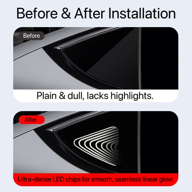 LED Triangle Window Ambient Light for Tesla Model Y/ Model 3 – Custom Fit, Plug & Play, DIY Installation