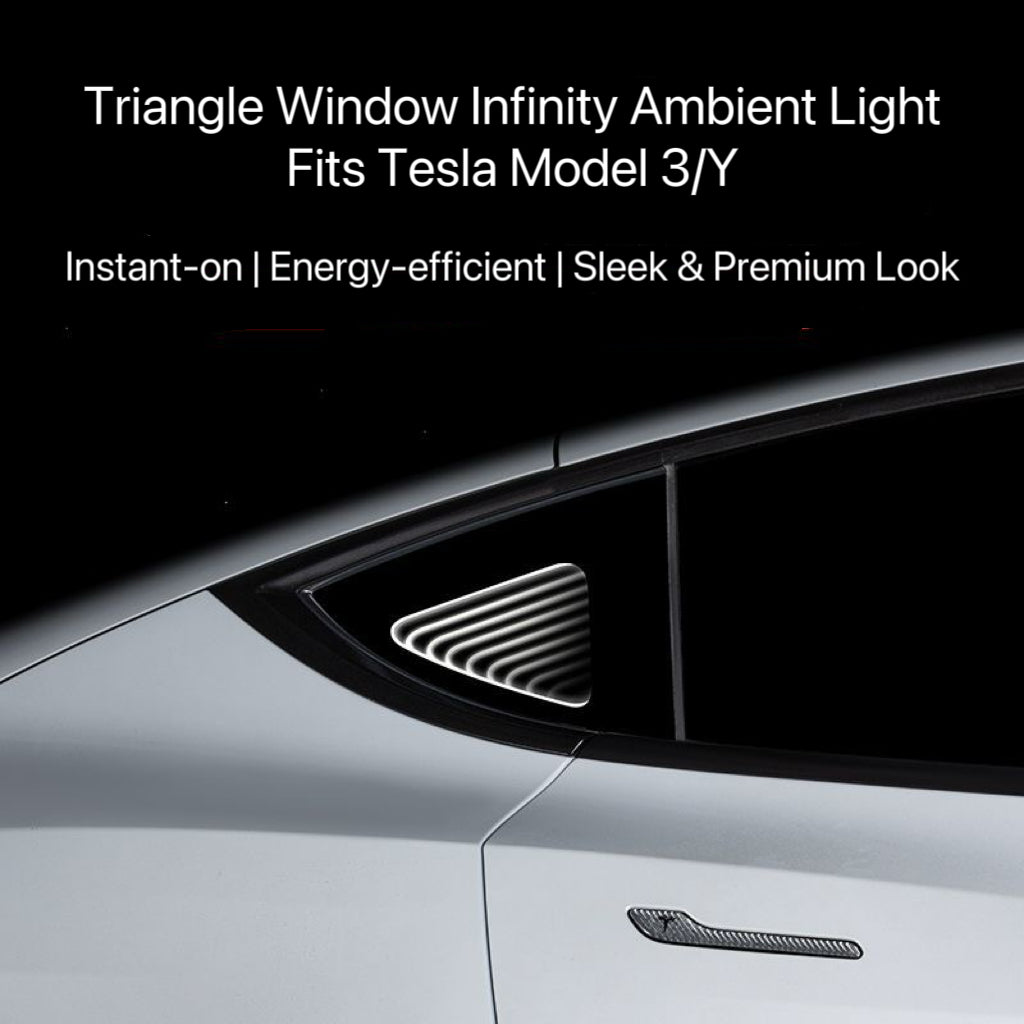 LED Triangle Window Ambient Light for Tesla Model Y/ Model 3 – Custom Fit, Plug & Play, DIY Installation