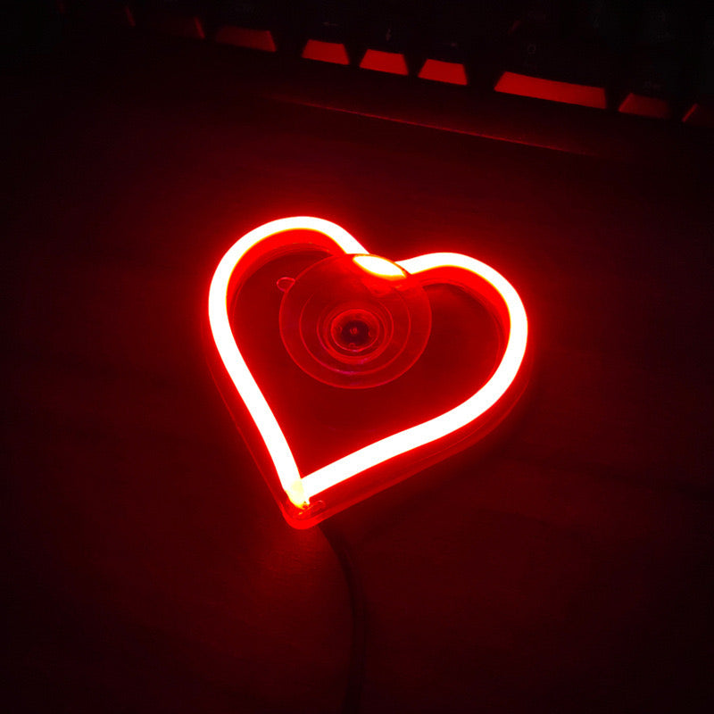 Heart-Shaped LED Car Light – 7 Color Neon Glow with Remote | Easy Install Ambient Light for Dashboard & Windows