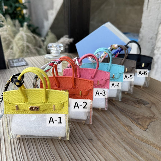 Mini Clear Leather Bag Full Set – 6pcs or 12pcs Keychain Bags for Car Keys & AirPods Organizer