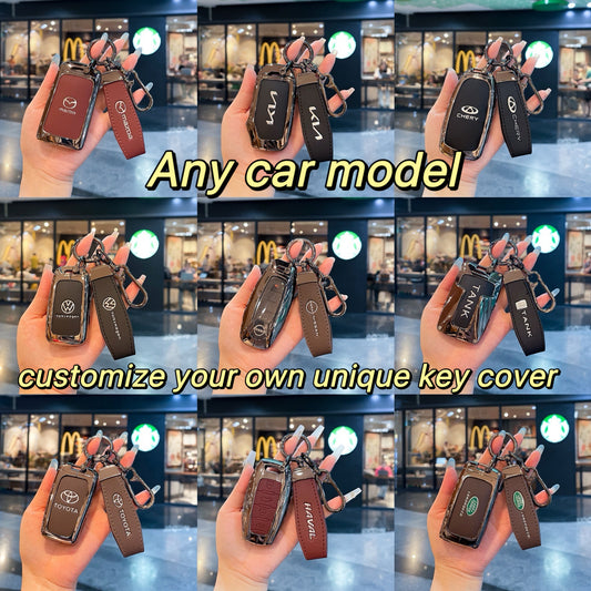 Custom Luxury Leather Key Cover – Made-to-Order for Your Car Model | Premium Protection with Keychain