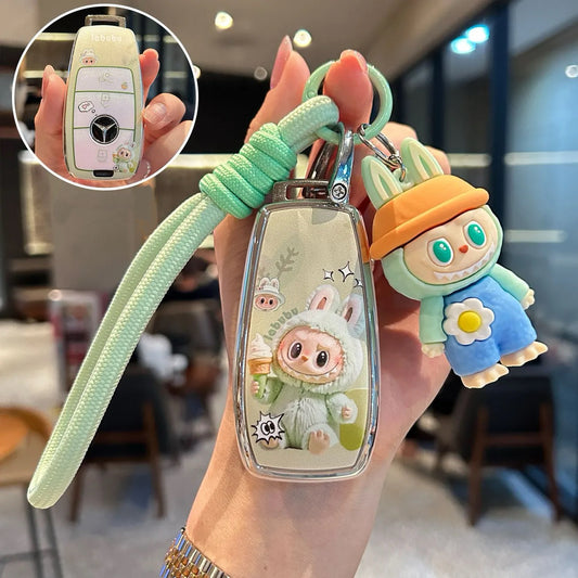 Cute Ice Cream La.Bu.Bu Silicone Car Key Cover with Matching Doll – Fit for Benz Smart Keys
