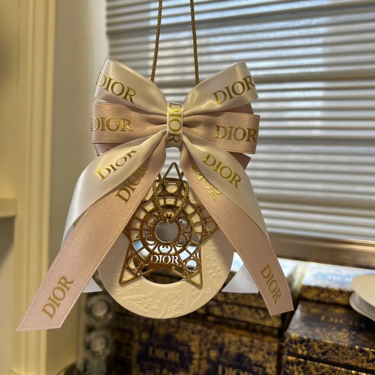 Luxury Dior-Inspired Car Hanging Ornament with Aroma Stone – Elegant Rearview Mirror Pendant & Personal Fragrance Diffuser