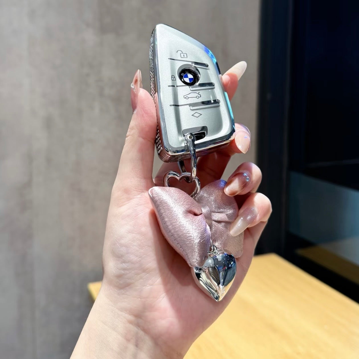 BMW Elegant Crystal Car Key Cover with Pendant