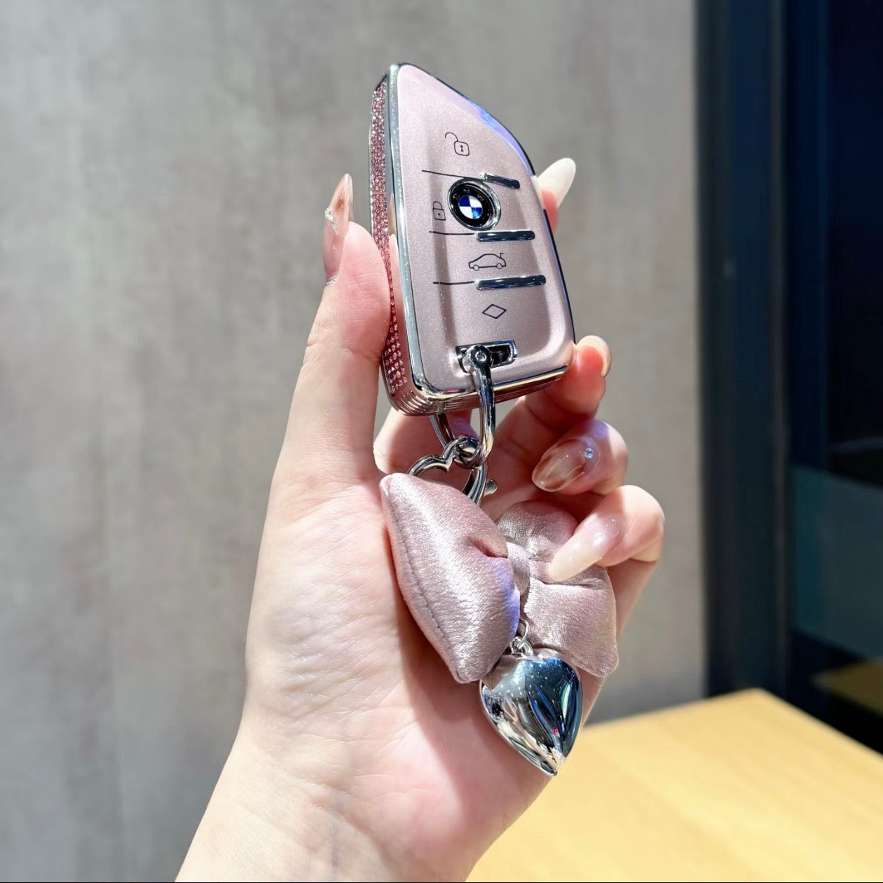BMW Elegant Crystal Car Key Cover with Pendant