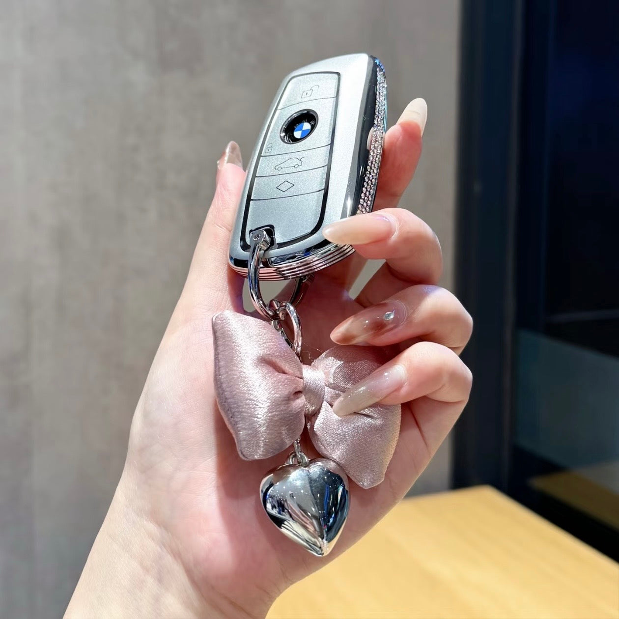 BMW Elegant Crystal Car Key Cover with Pendant