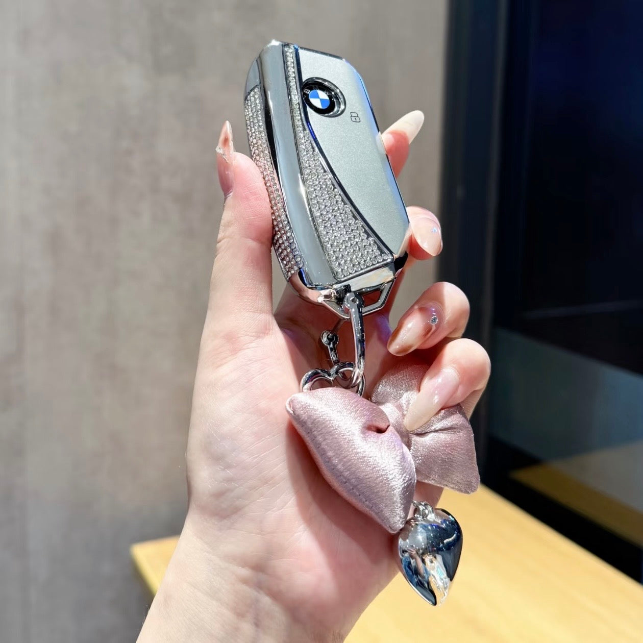 BMW Elegant Crystal Car Key Cover with Pendant