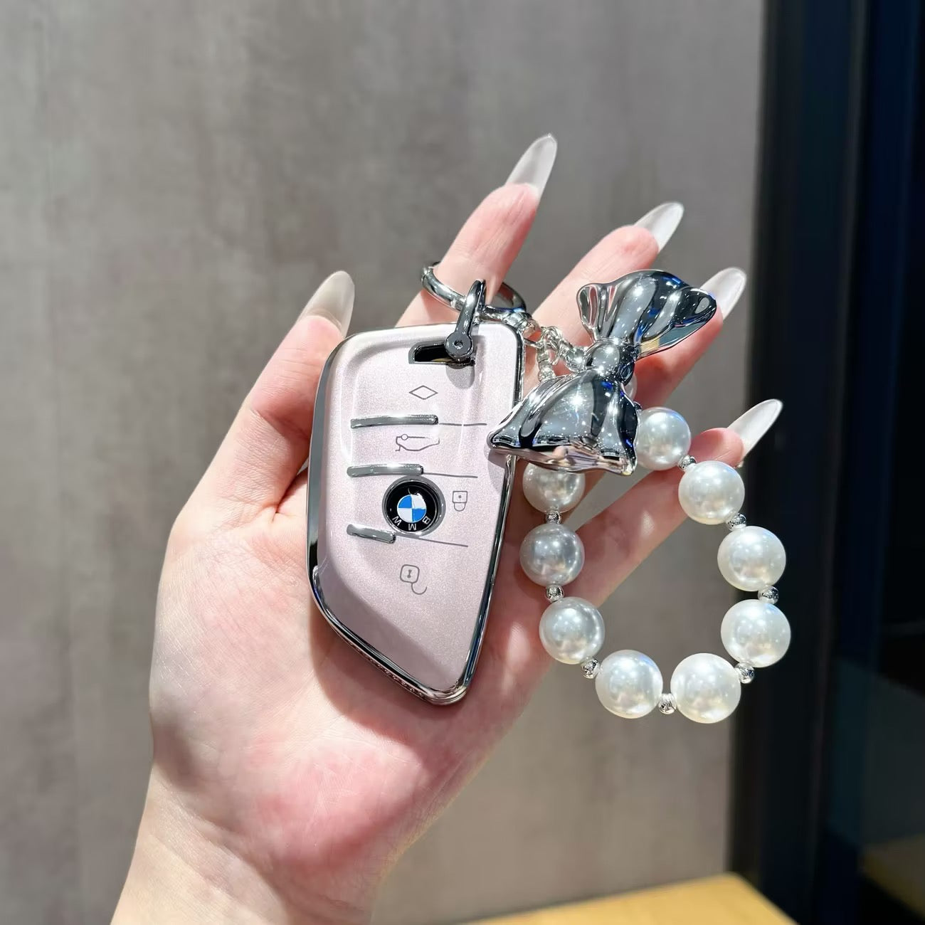 BMW Elegant Crystal Car Key Cover with Pendant