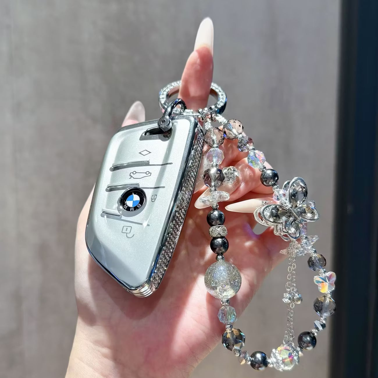 BMW Elegant Crystal Car Key Cover with Pendant