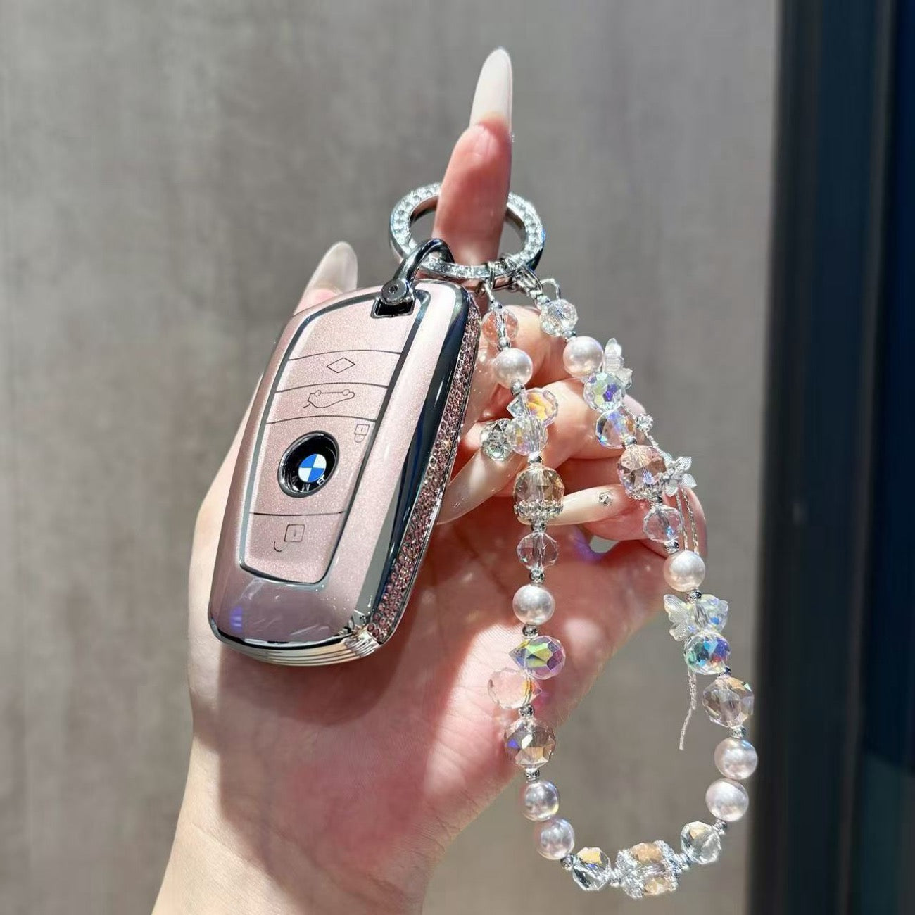 BMW Elegant Crystal Car Key Cover with Pendant