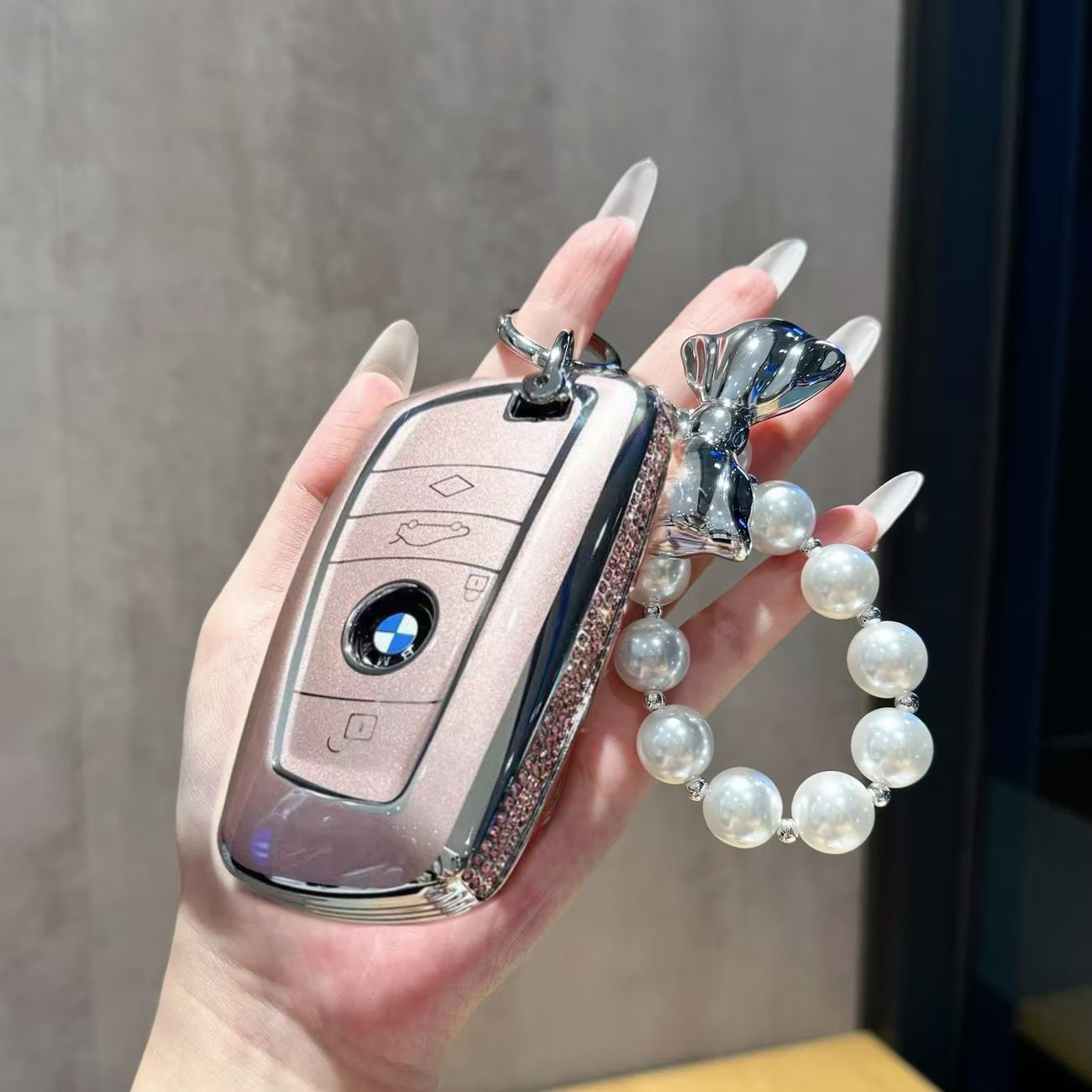 BMW Elegant Crystal Car Key Cover with Pendant
