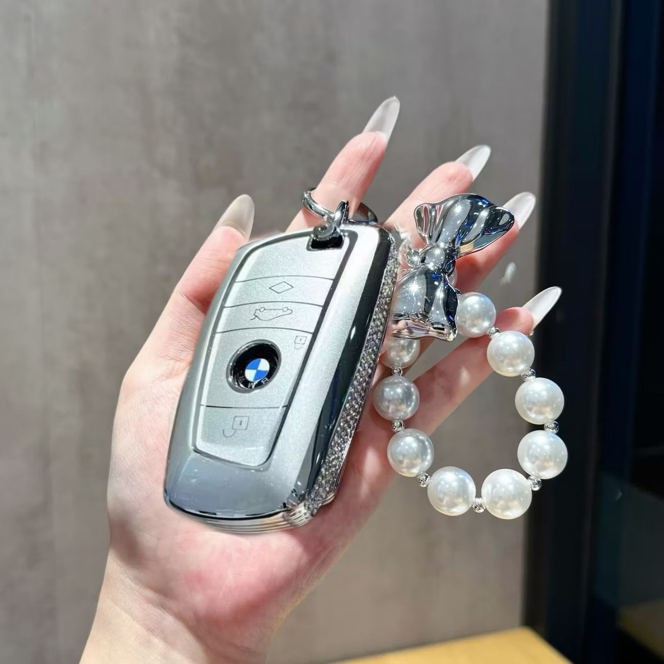 BMW Elegant Crystal Car Key Cover with Pendant
