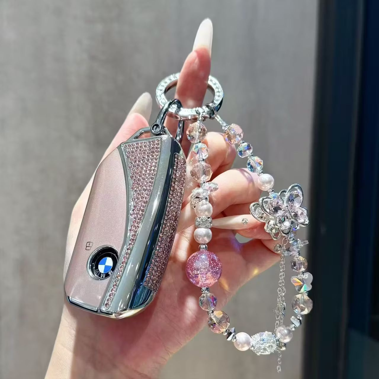 BMW Elegant Crystal Car Key Cover with Pendant