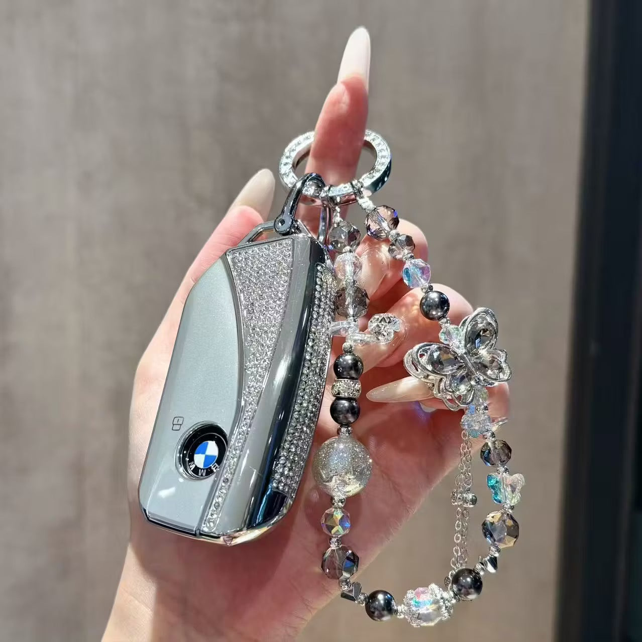 BMW Elegant Crystal Car Key Cover with Pendant