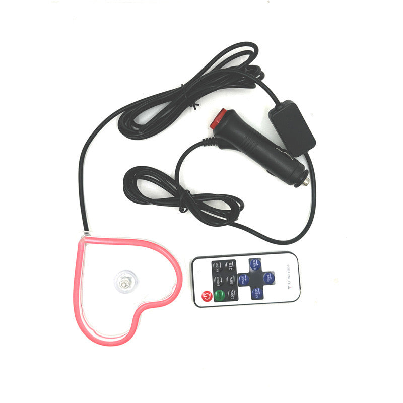 Heart-Shaped LED Car Light – 7 Color Neon Glow with Remote | Easy Install Ambient Light for Dashboard & Windows