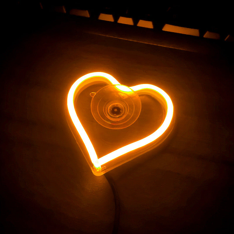 Heart-Shaped LED Car Light – 7 Color Neon Glow with Remote | Easy Install Ambient Light for Dashboard & Windows