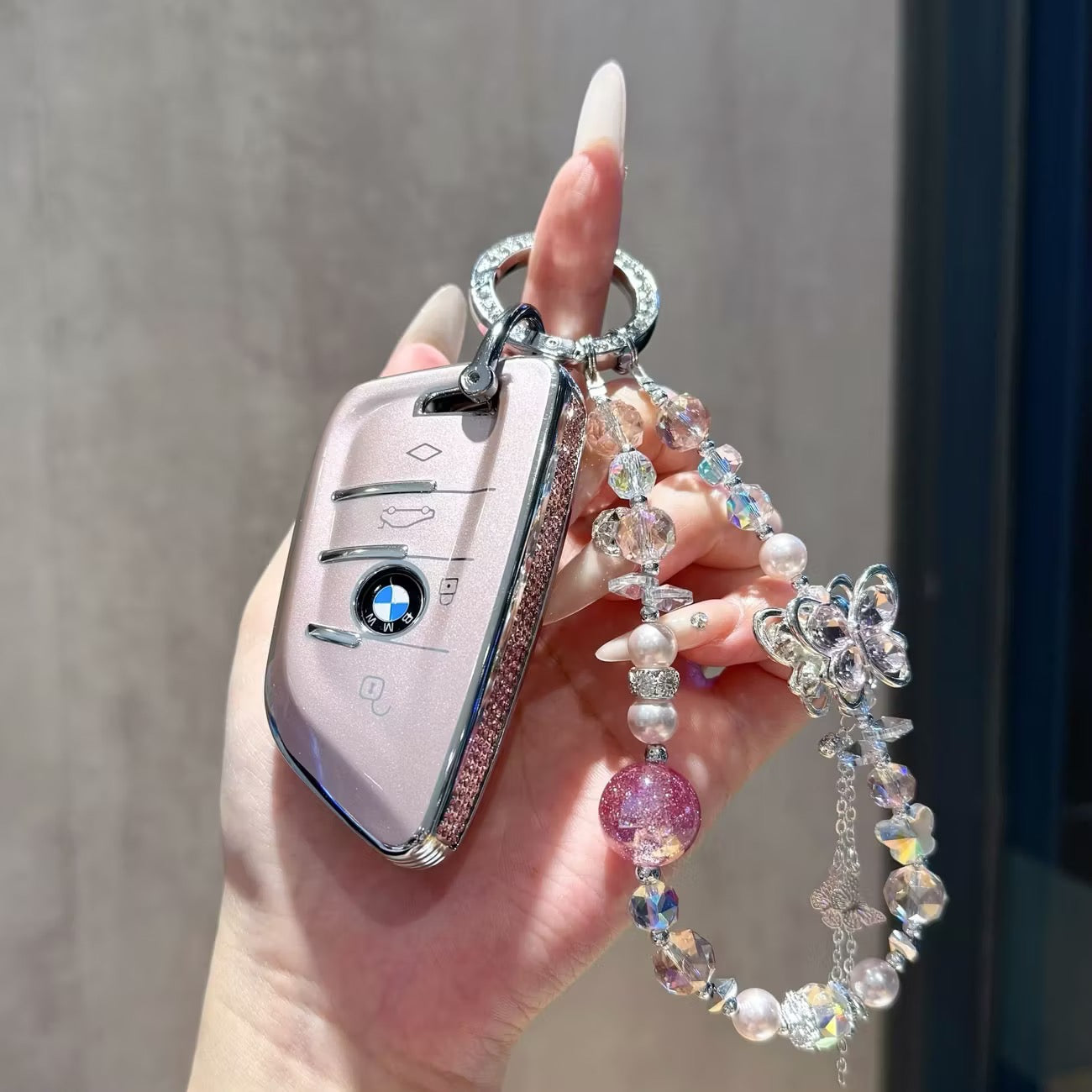 BMW Elegant Crystal Car Key Cover with Pendant